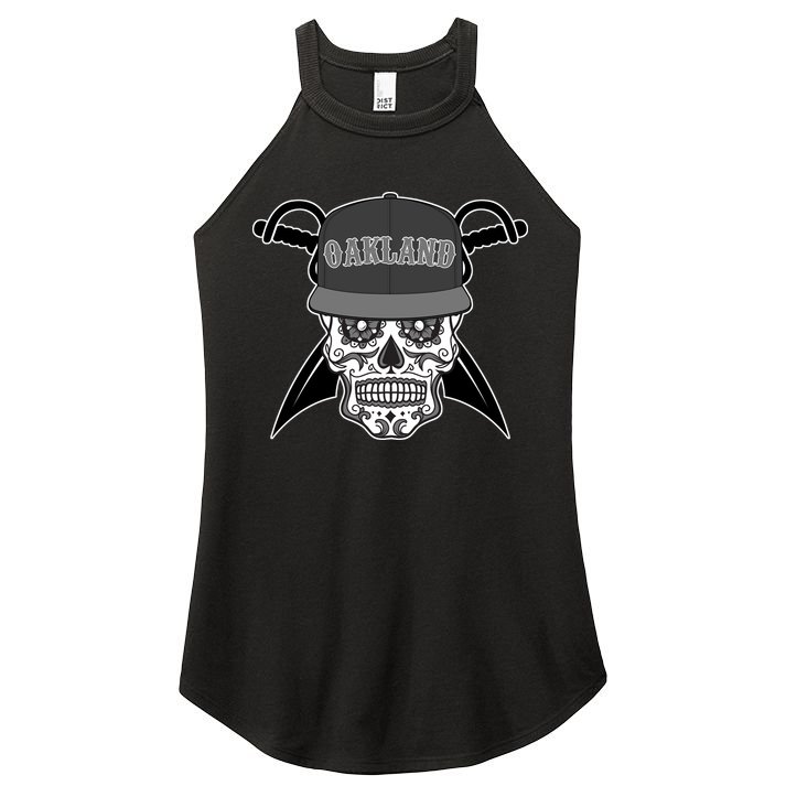 Oakland Day of The Dead Sugar Skull Women's Perfect Tri Rocker Tank