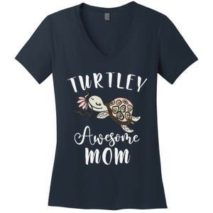 Ocean Animal Lover Mom Mothers Day Gift Idea Turtle Women's V-Neck T-Shirt