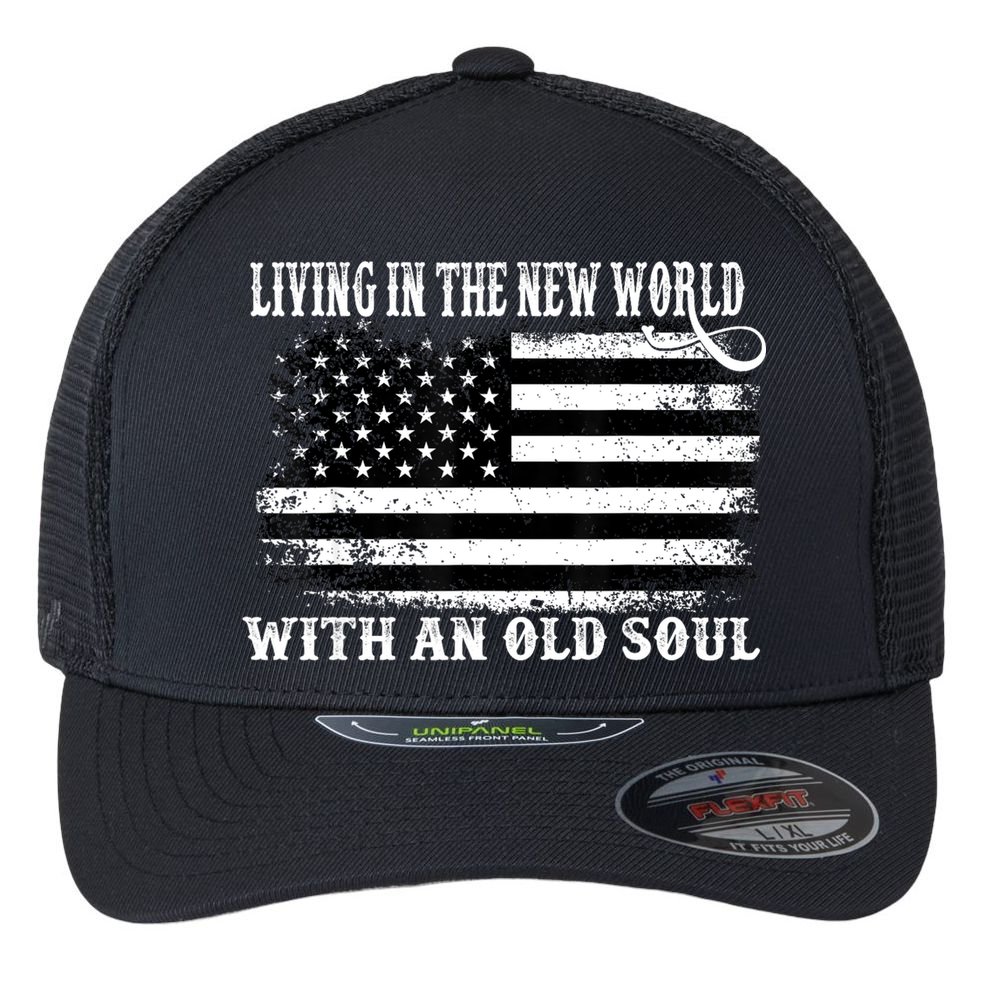 Oliver Anthony Livin In The New World With An Old Soul Flexfit Unipanel Trucker Cap