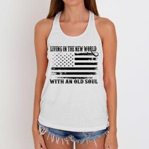 Oliver Anthony Livin In The New World With An Old Soul Women's Knotted Racerback Tank