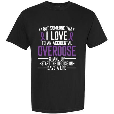 Overdose Awareness Lost Someone I Love Purple Ribbon Garment-Dyed Heavyweight T-Shirt