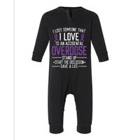 Overdose Awareness Lost Someone I Love Purple Ribbon Infant Fleece One Piece