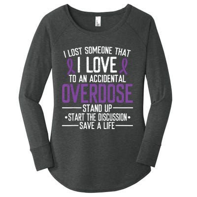 Overdose Awareness Lost Someone I Love Purple Ribbon Women's Perfect Tri Tunic Long Sleeve Shirt