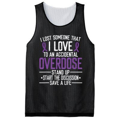 Overdose Awareness Lost Someone I Love Purple Ribbon Mesh Reversible Basketball Jersey Tank