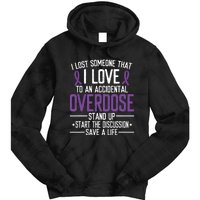 Overdose Awareness Lost Someone I Love Purple Ribbon Tie Dye Hoodie