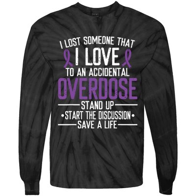 Overdose Awareness Lost Someone I Love Purple Ribbon Tie-Dye Long Sleeve Shirt