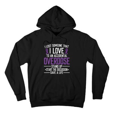 Overdose Awareness Lost Someone I Love Purple Ribbon Tall Hoodie