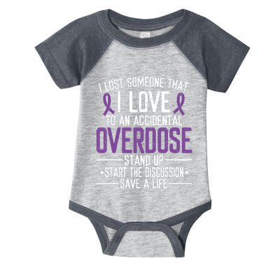 Overdose Awareness Lost Someone I Love Purple Ribbon Infant Baby Jersey Bodysuit