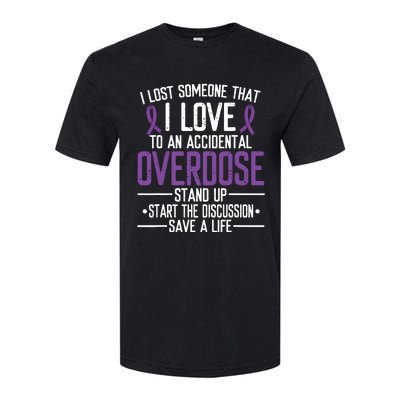 Overdose Awareness Lost Someone I Love Purple Ribbon Softstyle CVC T-Shirt