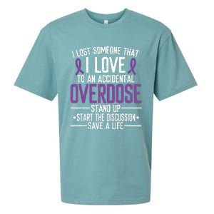 Overdose Awareness Lost Someone I Love Purple Ribbon Sueded Cloud Jersey T-Shirt