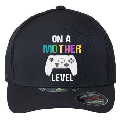 On A Mother Level Up Mothers Day Gamer Mom Retro Controller Flexfit Unipanel Trucker Cap