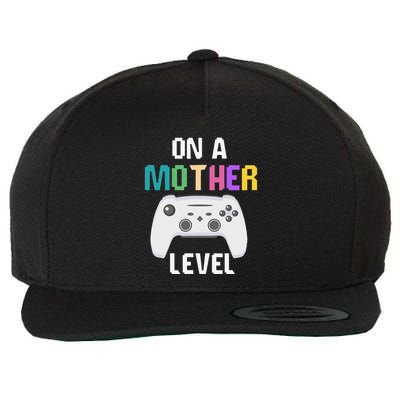 On A Mother Level Up Mothers Day Gamer Mom Retro Controller Wool Snapback Cap