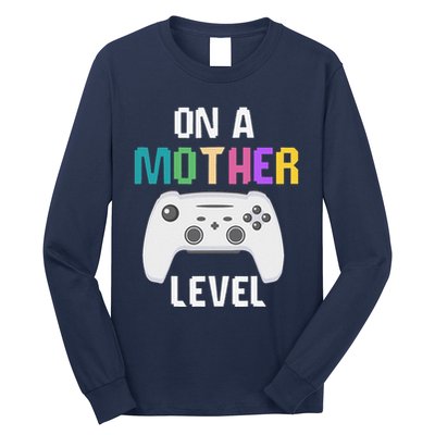 On A Mother Level Up Mothers Day Gamer Mom Retro Controller Long Sleeve Shirt