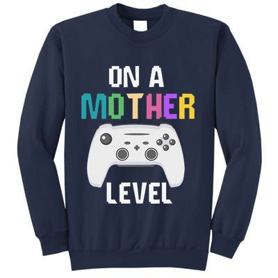 On A Mother Level Up Mothers Day Gamer Mom Retro Controller Sweatshirt