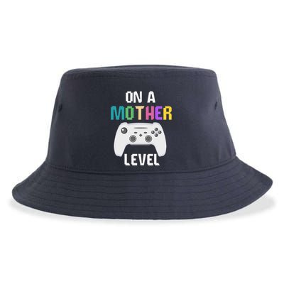 On A Mother Level Up Mothers Day Gamer Mom Retro Controller Sustainable Bucket Hat