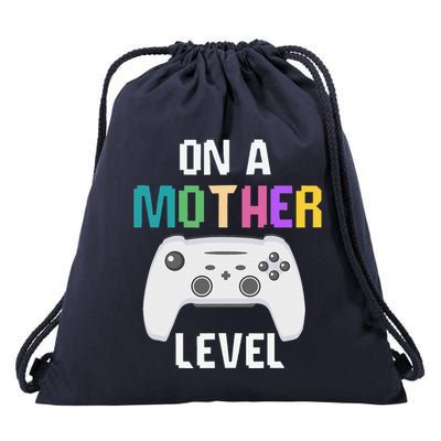 On A Mother Level Up Mothers Day Gamer Mom Retro Controller Drawstring Bag