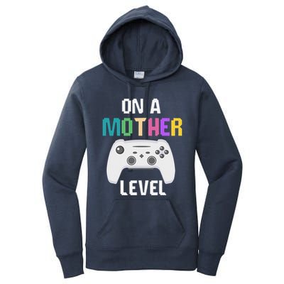 On A Mother Level Up Mothers Day Gamer Mom Retro Controller Women's Pullover Hoodie