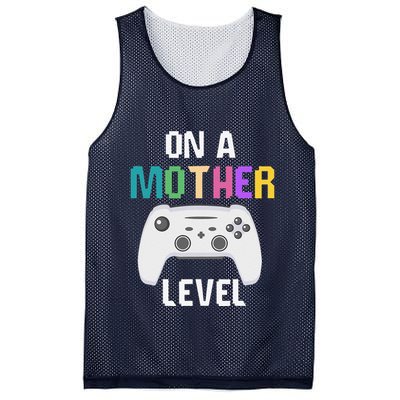 On A Mother Level Up Mothers Day Gamer Mom Retro Controller Mesh Reversible Basketball Jersey Tank