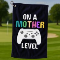 On A Mother Level Up Mothers Day Gamer Mom Retro Controller Golf Towel