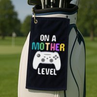 On A Mother Level Up Mothers Day Gamer Mom Retro Controller Golf Towel