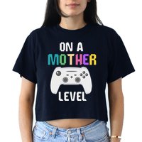 On A Mother Level Up Mothers Day Gamer Mom Retro Controller Crop Top