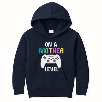 On A Mother Level Up Mothers Day Gamer Mom Retro Controller Kids Hoodie