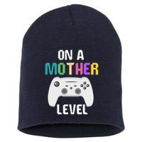 On A Mother Level Up Mothers Day Gamer Mom Retro Controller Short Acrylic Beanie