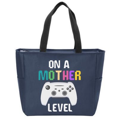 On A Mother Level Up Mothers Day Gamer Mom Retro Controller Zip Tote Bag