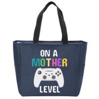 On A Mother Level Up Mothers Day Gamer Mom Retro Controller Zip Tote Bag
