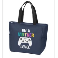 On A Mother Level Up Mothers Day Gamer Mom Retro Controller Zip Tote Bag