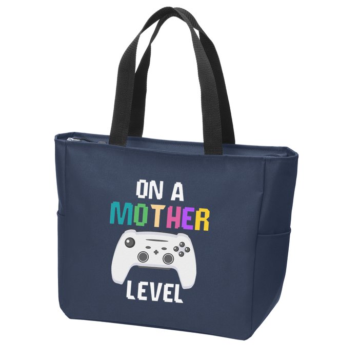 On A Mother Level Up Mothers Day Gamer Mom Retro Controller Zip Tote Bag