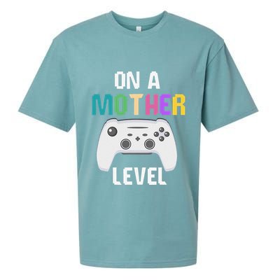 On A Mother Level Up Mothers Day Gamer Mom Retro Controller Sueded Cloud Jersey T-Shirt