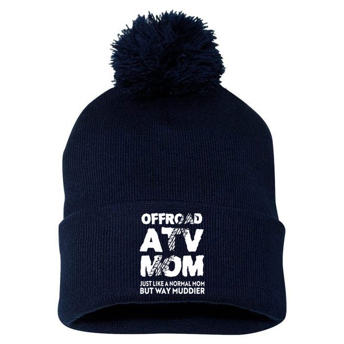 OffRoad ATV Mom Funny Quad 4Wheeling Mother Pom Pom 12in Knit Beanie