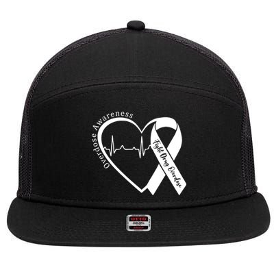 Overdose Awareness Month Heart Purple Ribbon Support 7 Panel Mesh Trucker Snapback Hat