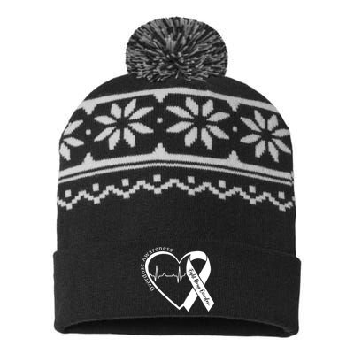 Overdose Awareness Month Heart Purple Ribbon Support USA-Made Snowflake Beanie