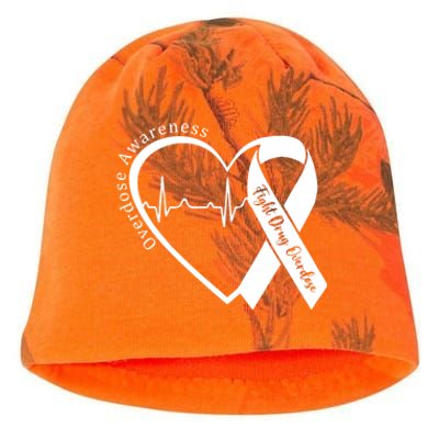 Overdose Awareness Month Heart Purple Ribbon Support Kati - Camo Knit Beanie