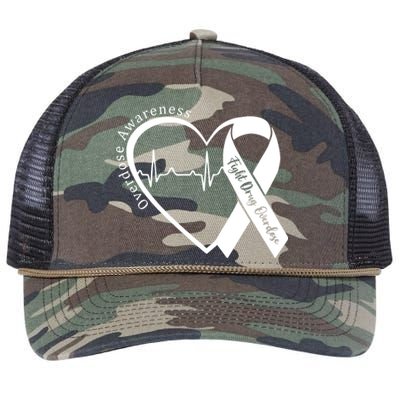 Overdose Awareness Month Heart Purple Ribbon Support Retro Rope Trucker Hat Cap