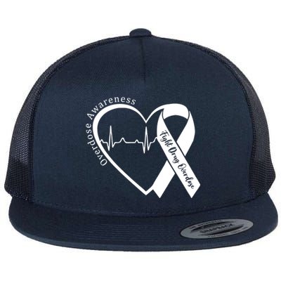 Overdose Awareness Month Heart Purple Ribbon Support Flat Bill Trucker Hat