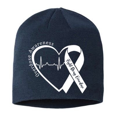 Overdose Awareness Month Heart Purple Ribbon Support Sustainable Beanie