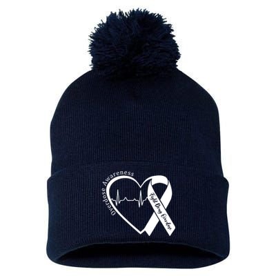 Overdose Awareness Month Heart Purple Ribbon Support Pom Pom 12in Knit Beanie