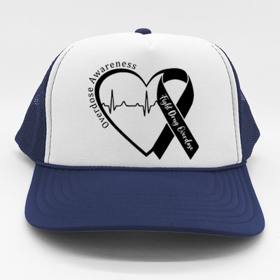 Overdose Awareness Month Heart Purple Ribbon Support Trucker Hat