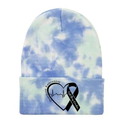 Overdose Awareness Month Heart Purple Ribbon Support Tie Dye 12in Knit Beanie