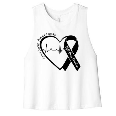 Overdose Awareness Month Heart Purple Ribbon Support Women's Racerback Cropped Tank