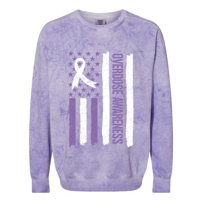 Overdose Awareness Month Flag Purple For Men And Women Colorblast Crewneck Sweatshirt