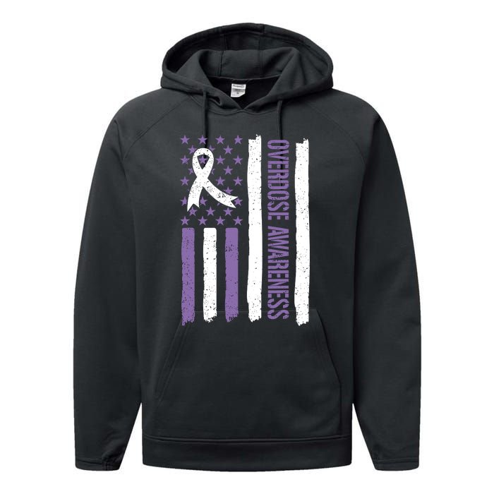 Overdose Awareness Month Flag Purple For Men And Women Performance Fleece Hoodie