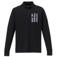 Overdose Awareness Month Flag Purple For Men And Women Performance Long Sleeve Polo