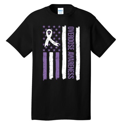 Overdose Awareness Month Flag Purple For Men And Women Tall T-Shirt