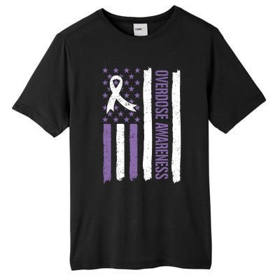 Overdose Awareness Month Flag Purple For Men And Women Tall Fusion ChromaSoft Performance T-Shirt