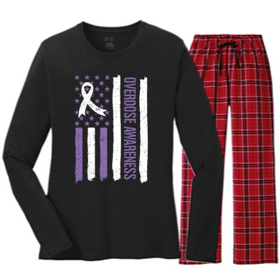 Overdose Awareness Month Flag Purple For Men And Women Women's Long Sleeve Flannel Pajama Set 