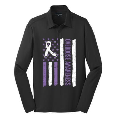 Overdose Awareness Month Flag Purple For Men And Women Silk Touch Performance Long Sleeve Polo